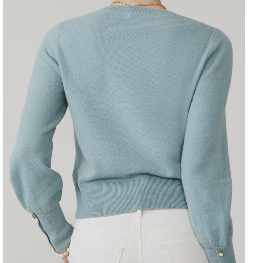 Spartina 449 Cashmere Blue Wrap Sweater Long Sleeve Button Cuff Knit Top Small - Picture 3 of 10
